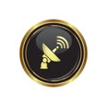 Satellite icon on the black with gold round button Royalty Free Stock Photo