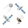 Satellite icon set, cartoon style
