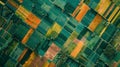 A satellite image of a farm showing the different colored patches representing crops being rotated based on AI schedules