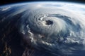 Satellite image of the hurricane also called tornado or typhoon seen from satellite view Royalty Free Stock Photo