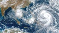 Dual Super Typhoons Over Southeast Asia Royalty Free Stock Photo