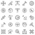 Satellite Internet Access outline icons set - Satellite Broadband concept vector line symbols Royalty Free Stock Photo