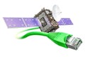 Satellite internet service concept, 3D Royalty Free Stock Photo