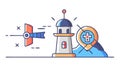 Satellite Lighthouse Communication Icon, Global Maritime GPS, vector design Generative AI Royalty Free Stock Photo