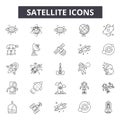 Satellite line icons, signs, vector set, outline illustration concept