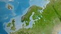 Globe centered on Sweden neighborhood. Satellite map Royalty Free Stock Photo