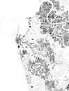 Satellite map of Colombo, Sri Lanka, streets of the city.