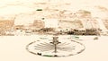 Satellite map of Dubai, United Arab Emirates, city streets. Palaces, buildings.