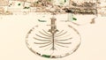 Satellite map of Dubai, United Arab Emirates, city streets. Palaces, buildings.