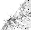 Satellite map of Dubai, United Arab Emirates, city streets.