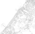 Satellite map of Dubai, United Arab Emirates, city streets.