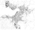 Satellite map of Izmir. Turkey. Map of streets and buildings of the town center. Asia