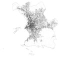 Satellite map of Marseille and buildings, France.