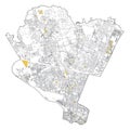 Satellite map of Milan, streets and building of area number 9. Lombardy. Italy