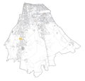 Satellite map of Milan, streets and building of area number 5, municipalities number five. Italy