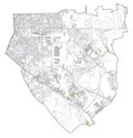 Satellite map of Milan, streets and building of area number 4, municipalities number four. Italy