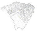 Satellite map of Milan, streets and building of area number 6, municipalities number six. Italy