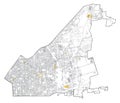 Satellite map of Milan, streets and building of area number 3, municipalities number three. Italy