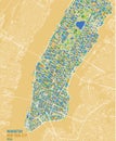 Satellite map of New York City, Manhattan Island. Streets and city center. Satellite view Royalty Free Stock Photo