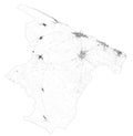 Satellite map of Province of Barletta-Andria-Trani towns and roads, buildings and connecting roads. Puglia region, Italy