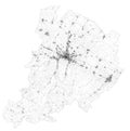 Satellite map of Province of Bologna towns and roads, buildings and connecting roads of surrounding areas. Emilia-Romagna. Italy