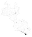 Satellite map of Province of Caltanissetta towns and roads, buildings and connecting roads. Sicily region, Italy. Sicilia.