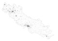 Satellite map of province of Cremona, towns and roads, buildings and connecting roads of surrounding areas. Lombardy, Italy