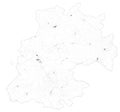 Satellite map of Province of Enna towns and roads, buildings and connecting roads of surrounding areas. Sicily region, Italy. Royalty Free Stock Photo