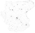 Satellite map of Province of Foggia towns and roads, buildings and connecting roads of surrounding areas. Puglia region, Italy.