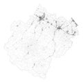 Satellite map of Province of Forli-Cesena towns and roads, buildings and connecting roads. Emilia-Romagna Italy