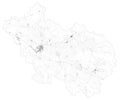 Satellite map of Province of Frosinone, towns and roads, buildings and connecting roads of surrounding areas. Lazio region, Italy.