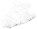 Satellite map of province of Imperia, towns and roads, buildings and connecting roads of surrounding areas. Liguria, Italy.