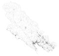 Satellite map of province of La Spezia, towns and roads, buildings and connecting roads of surrounding areas. Liguria, Italy.