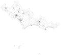 Satellite map of Province of Latina towns and roads, buildings and connecting roads of surrounding areas. Lazio region, Italy.