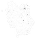 Satellite map of Province of Matera towns and roads, buildings and connecting roads of surrounding areas. Basilicata region, Italy