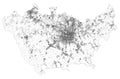 Satellite map of province of Milan, towns and roads, buildings and connecting roads of surrounding areas. Lombardy, Italy.