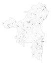 Satellite map of Province of Nuoro towns and roads, buildings and connecting roads. Sardinia region, Italy. Sardegna.