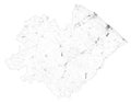 Satellite map of Province of Pesaro e Urbino towns and roads, buildings and connecting roads. Marche region, Italy