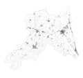 Satellite map of Province of Ravenna towns and roads, buildings and connecting roads of surrounding areas. Emilia-Romagna. Italy