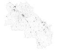 Satellite map of province of Siena, towns and roads, buildings and connecting roads of surrounding areas. Tuscany, Italy