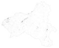 Satellite map of Province of Vibo Valentia towns and roads, buildings and connecting roads. Calabria region, Italy