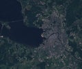 Satellite map of Saint Petersburg in Russia, view from space