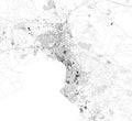 Satellite map of Thessaloniki, Greece. Map of streets and buildings of the town center. Europe