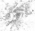 Satellite map of Yerevan. It is the capital and largest city of Armenia. Map of streets and buildings of the town center