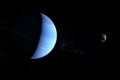 Satellite Nereid orbiting around Neptune planet