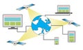 Satellite network concept on white background