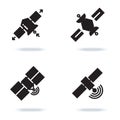 Satellite and orbit communication icons on white background