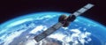 satellite in orbit 3d rendering,this image elements furnished by NASA