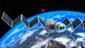 satellite in orbit 3d rendering,this image elements furnished by NASA