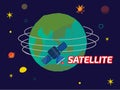 Satellite orbiting the earth - illustration Royalty Free Stock Photo